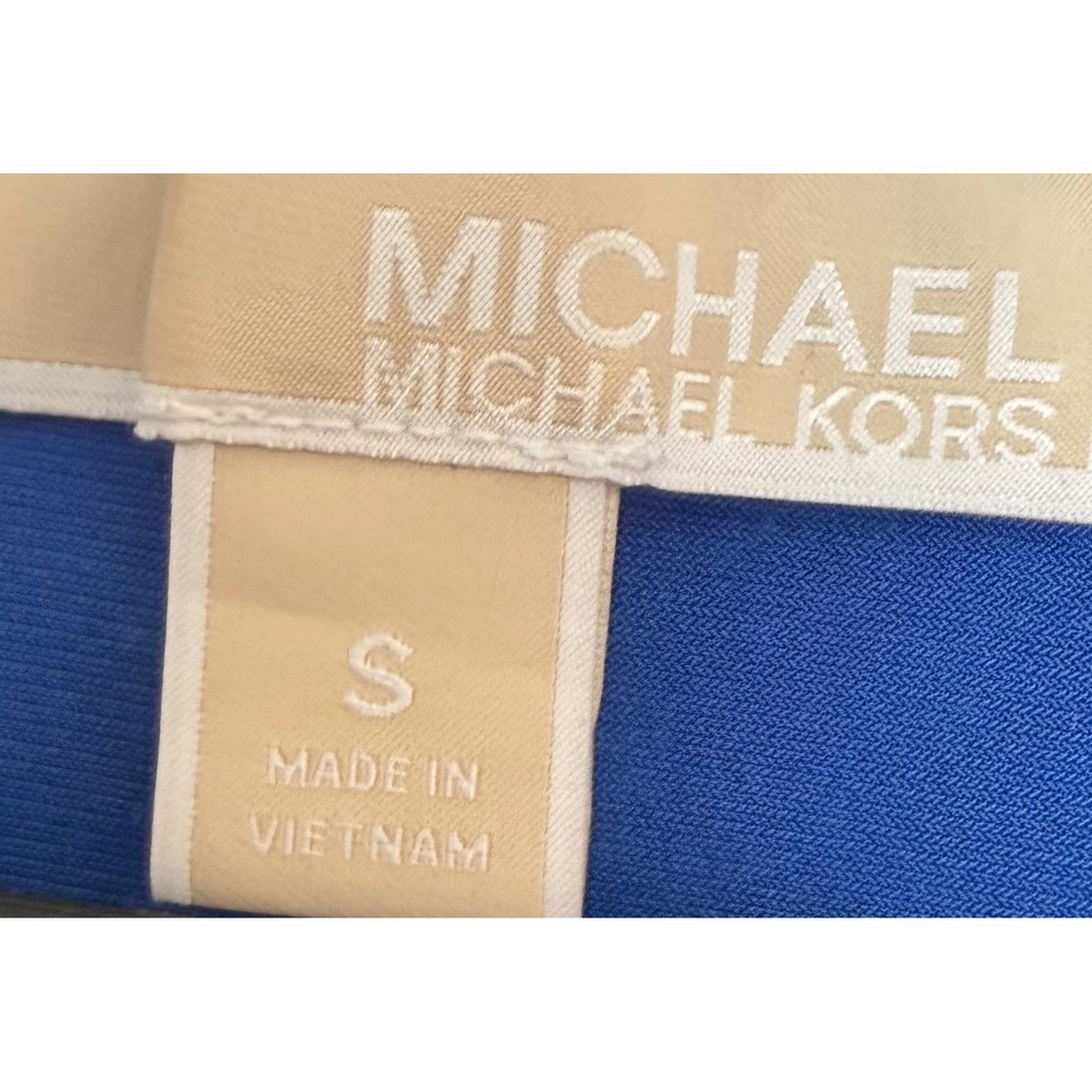 Michael Michael Kors Royal Blue Gold Chain Shoulder Cold Shoulder Top Small - Picture 3 of 6